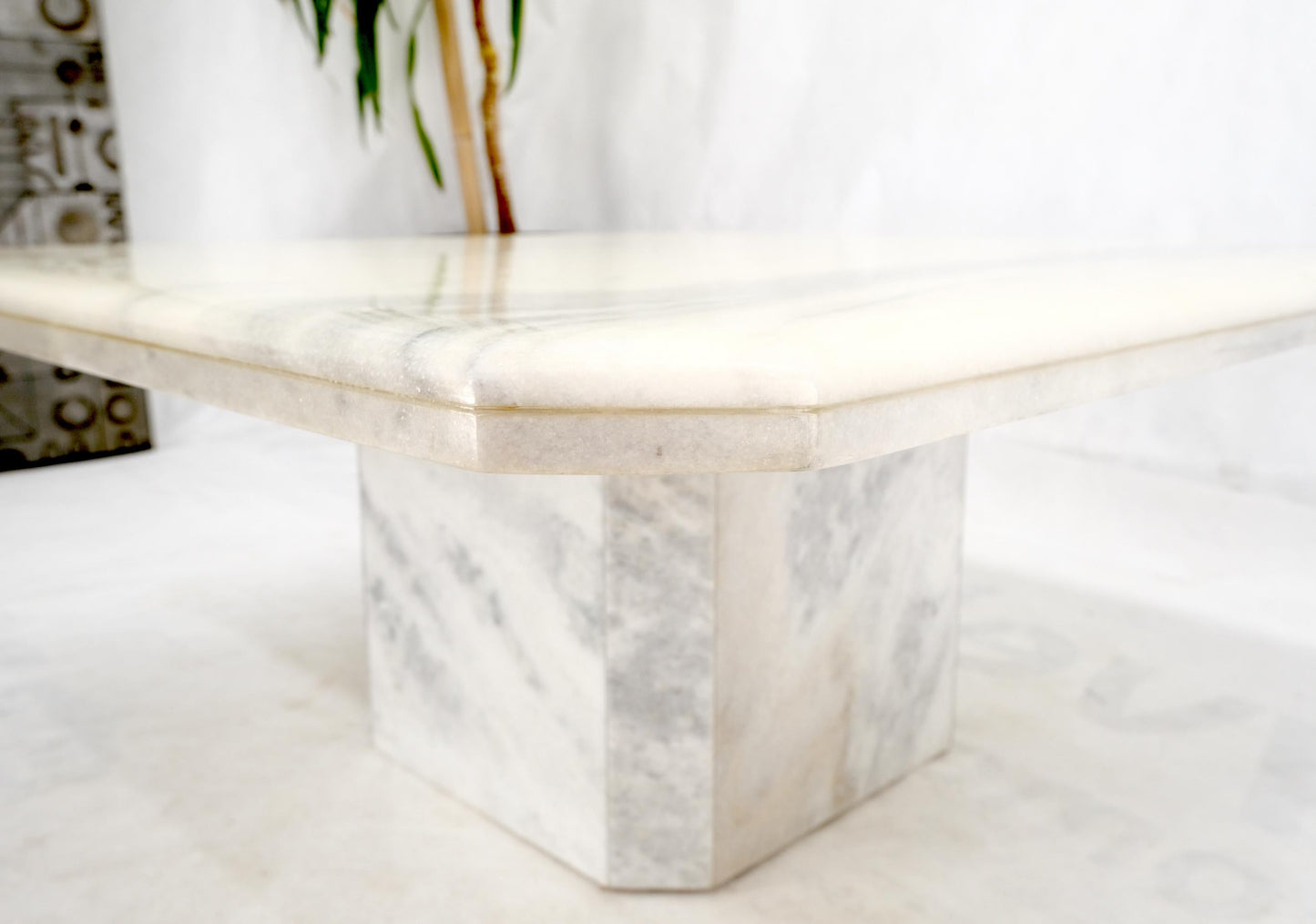 Mid Century Modern Square White & Grey Marble Coffee Center Table