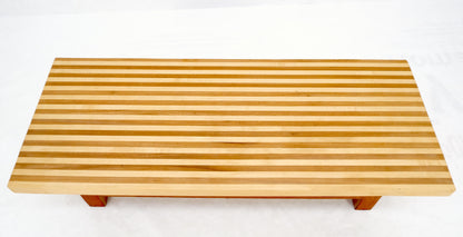 Custom Heavy Mid Century Modern Striped Butcher Block Style Coffee Table Bench