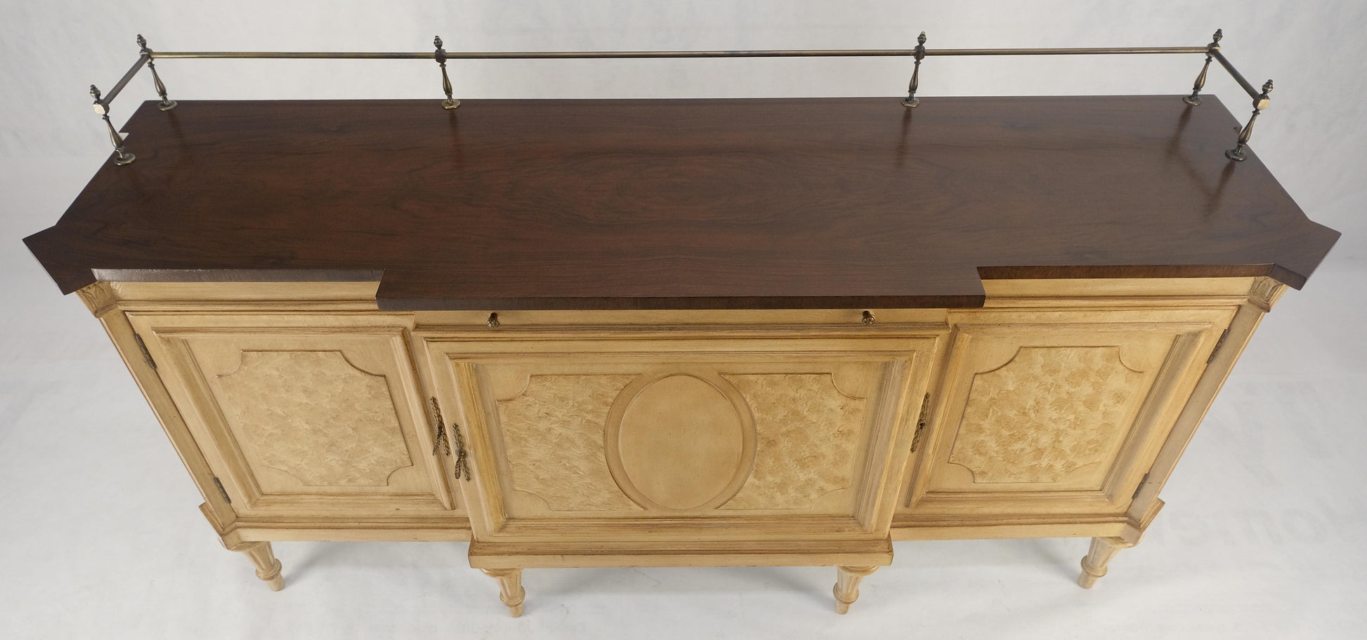 Kargers Rosewood Brass Gallery Top Fitted Drawers Sideboard Buffet Credenza MINT