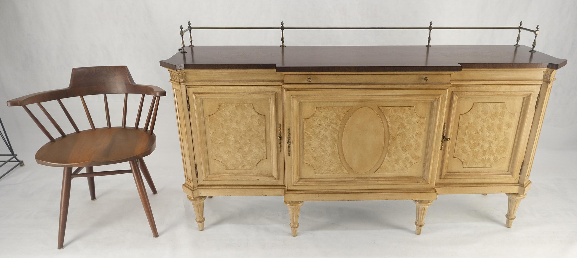 Kargers Rosewood Brass Gallery Top Fitted Drawers Sideboard Buffet Credenza MINT