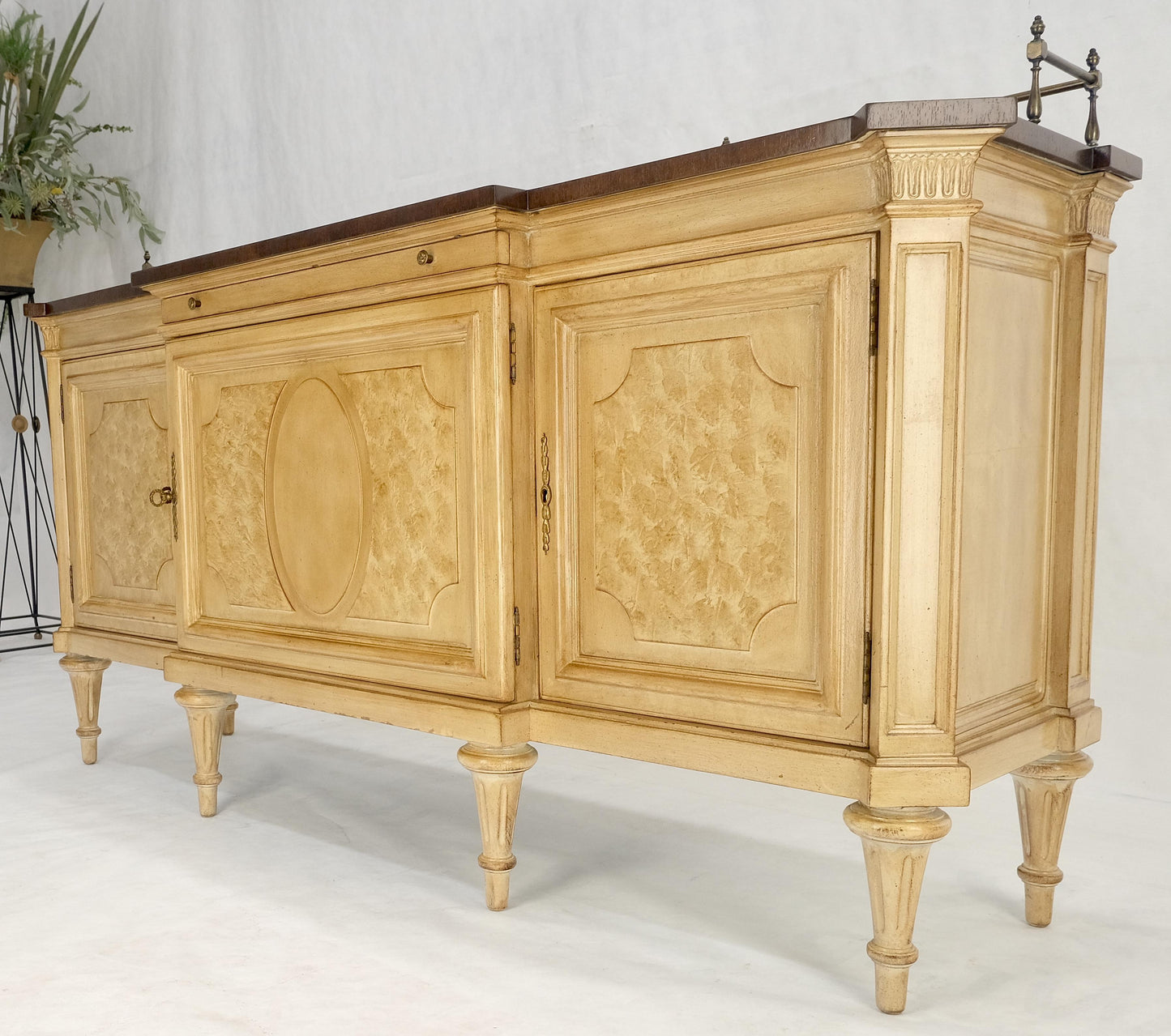 Kargers Rosewood Brass Gallery Top Fitted Drawers Sideboard Buffet Credenza MINT