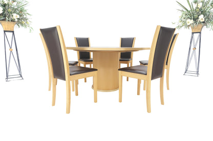 Rare Blond Maple Round Expandable Dining Table 6 Chairs Set Set Denmark MINT!