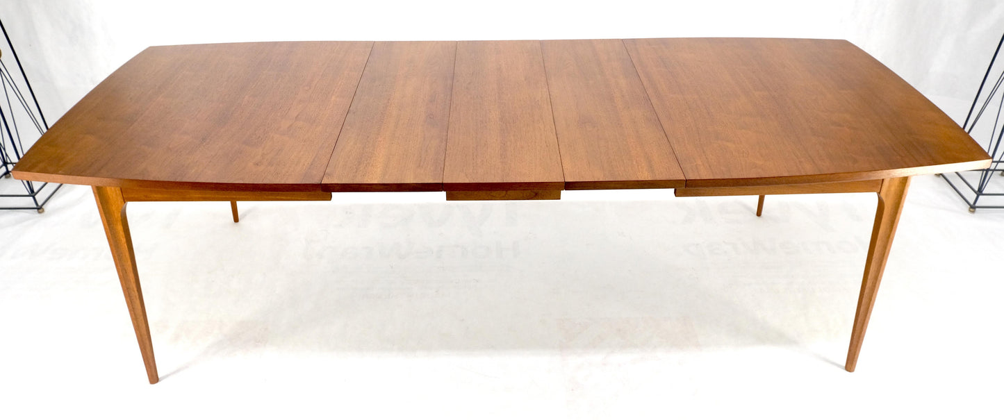 Tapered Legs Walnut 3 Leaves Danish Mid Century 66" Long Dining Table MINT!