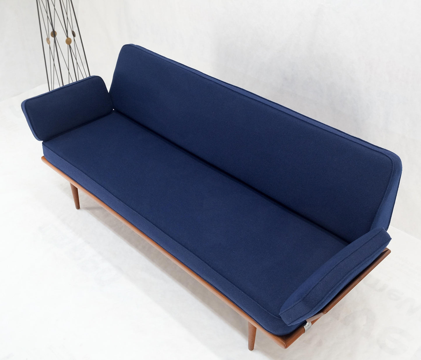 Peter Hvidt Solid Teak Sofa New Blue Wool Upholstery Original Springs Mint!