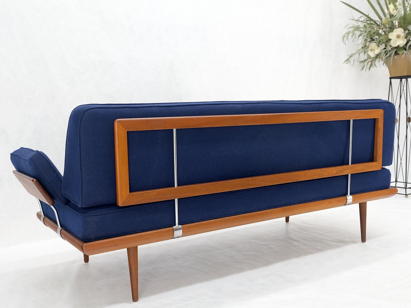 Peter Hvidt Solid Teak Sofa New Blue Wool Upholstery Original Springs Mint!