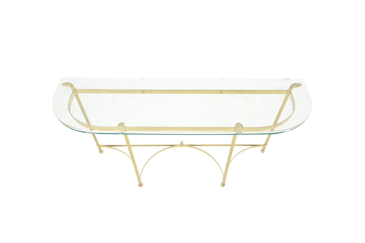 Italian Modern Solid Brass Base Demi Lune Shape Glass Top Console Sofa Table