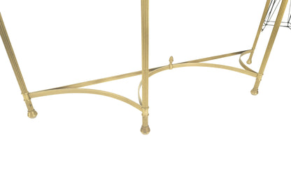 Italian Modern Solid Brass Base Demi Lune Shape Glass Top Console Sofa Table