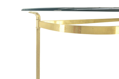 Italian Modern Solid Brass Base Demi Lune Shape Glass Top Console Sofa Table