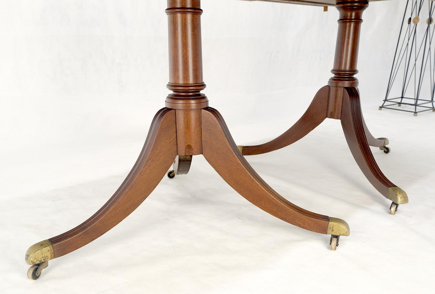 Regency Solid Mahogany Double Pedestal 1x17" Extension Board Dining Table MINT!