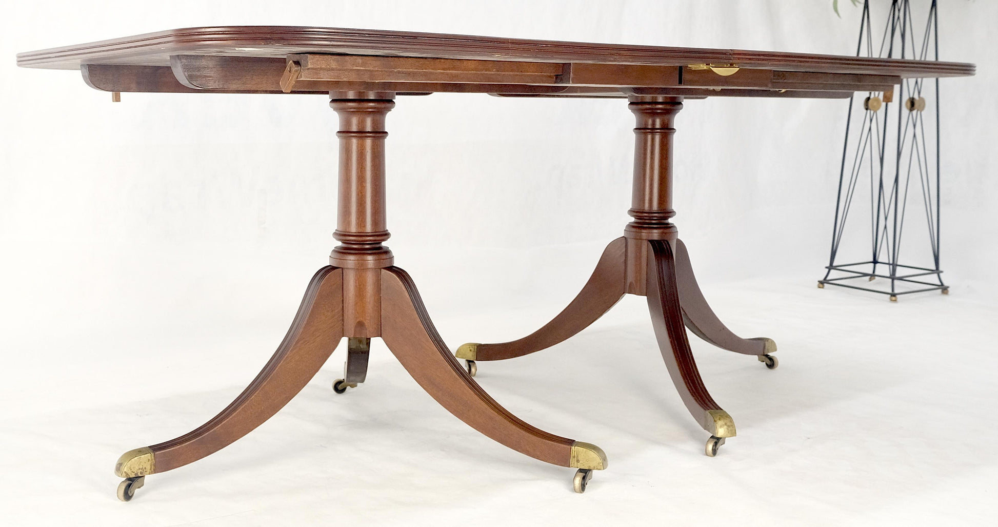 Regency Solid Mahogany Double Pedestal 1x17" Extension Board Dining Table MINT!