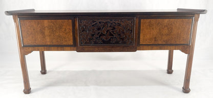 Burl Wood & Carved Solid Rosewood Rolled Edges 3 Door Compartment 72" Sideboard