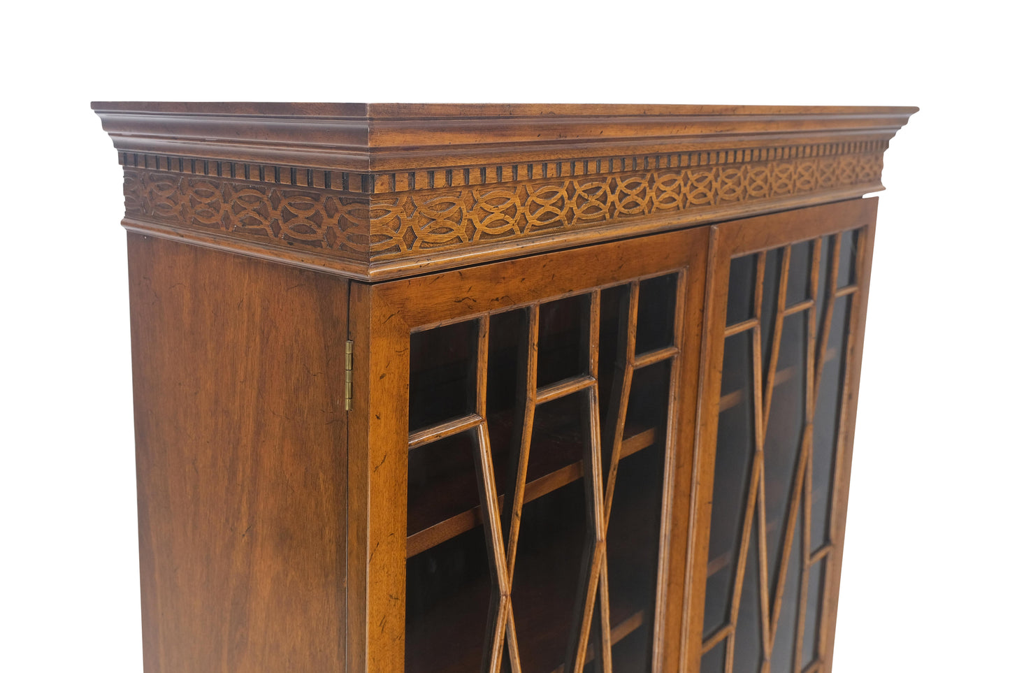 Mahogany Individual Pain Glass Double Door Bookcase Bottom Credenza Cabinet MINT