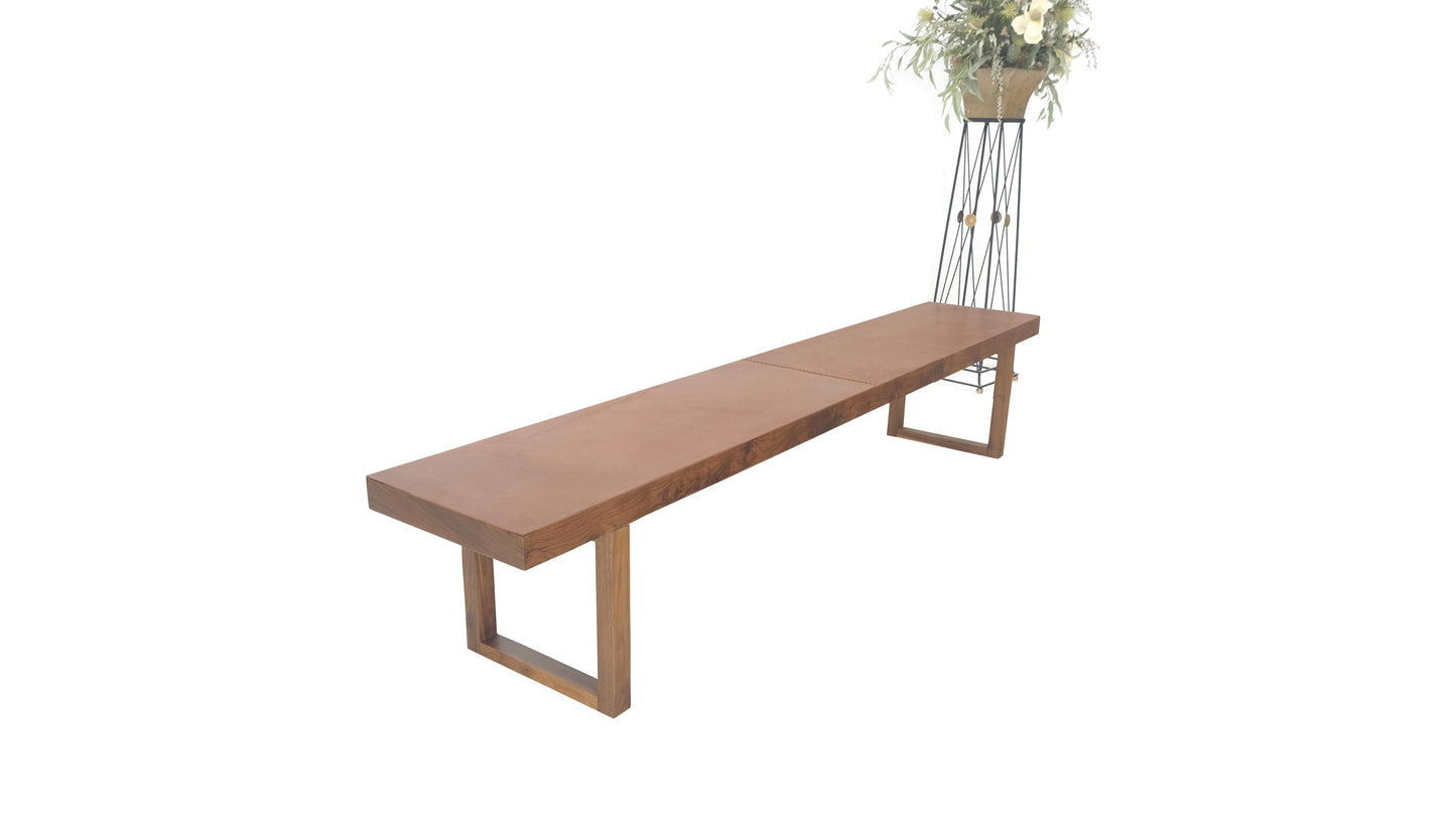 Slim Profile Solid Walnut Frame Integrated leather Cushion 7.5' Long Bench