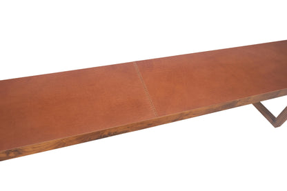 Slim Profile Solid Walnut Frame Integrated leather Cushion 7.5' Long Bench