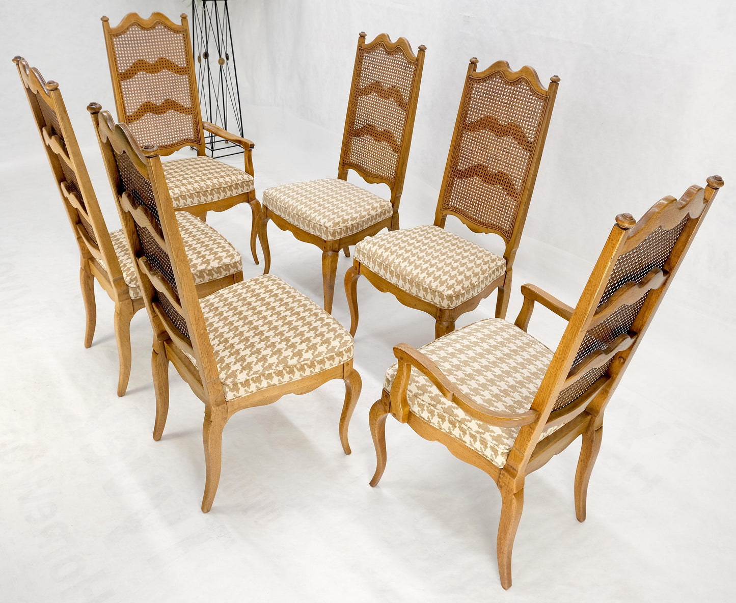 Set 6 Country French Ladder Cane Back Pegged Frames New Upholstery Dining Chairs