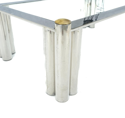 Chrome Finish Stainless Steel Triple Cylinder Leg Frame Rectangle Coffee Table