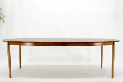 Mid Century Light Walnut Boat Oval Shape Banded Dining Table Leafs Mint!