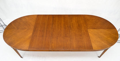 American Mid-Century Oval Satinwood DiningTable 3 Leaves Fluted Tapered Leg Mint