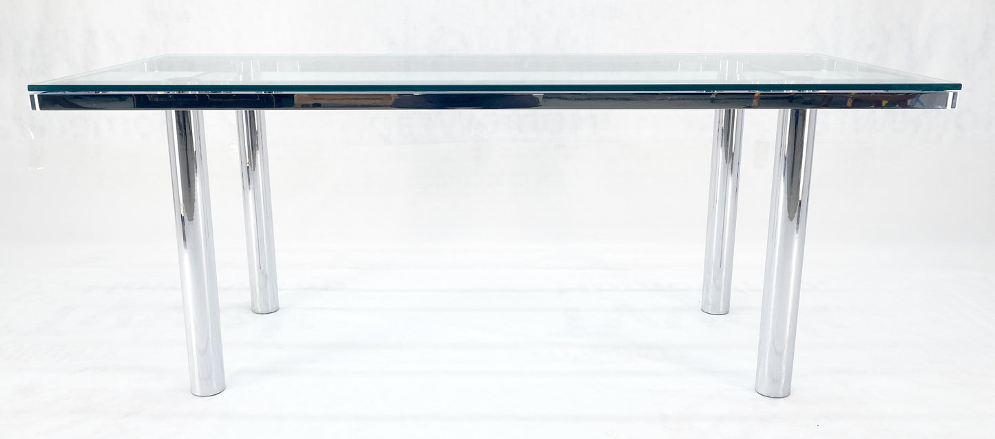 Tobia Scarpa Chrome Base Rectangle Glass Top 4 Cylinder legs Dining Table Mint!