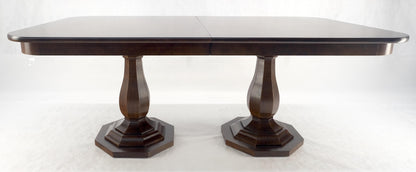 Henredon Double Pedestal Legs 76" Long Burl Wood Dining Table 2x22 Leafs MINT