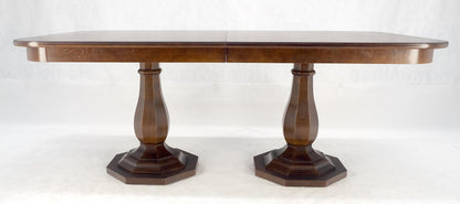 Henredon Double Pedestal Legs 76" Long Burl Wood Dining Table 2x22 Leafs MINT