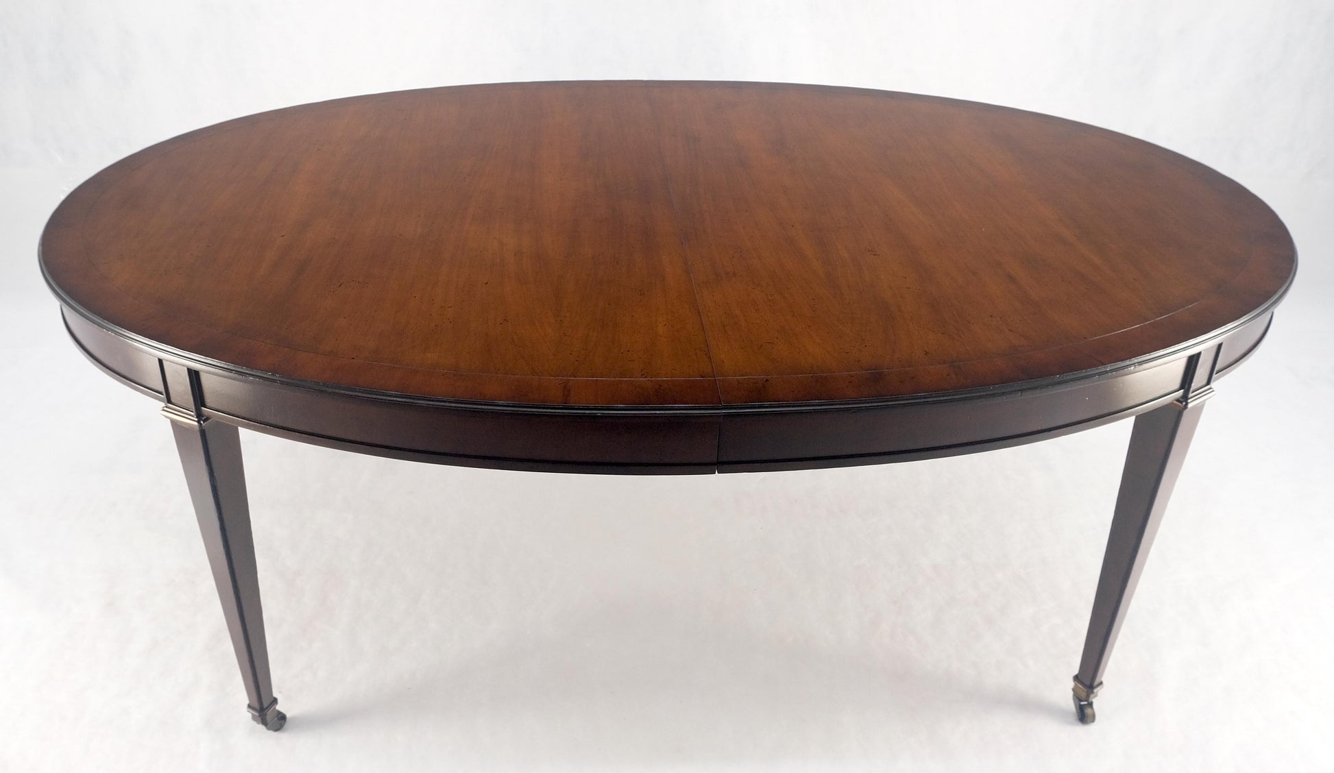 Baker Large Oval 2 Extension Boards Dark Walnut Banded Dining Table MINT