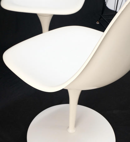 Set of 3 Mid Century Modern Tulip Base White Fiberglass Side Dining Chairs MINT!