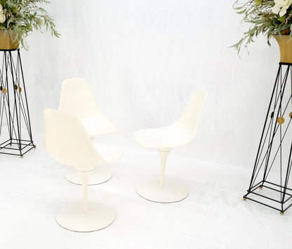 Set of 3 Mid Century Modern Tulip Base White Fiberglass Side Dining Chairs MINT!