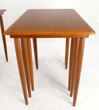 Pair of 2 Sets of Teak Danish Mid Century Modern Dowel Legs Nesting Tables MINT!