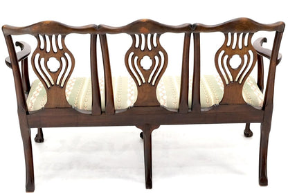 19th Century Triple Ball & Claw Armchair Style Settee Bench Sofa Chippendale