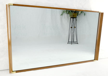 John Stuart Paul Frankl Large Light Walnut & Brass Rectangle Frame Wall Mirror