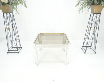 Polished Aluminum Profile Brass Basel Smoked Glass Top Square Coffee Table MINT!