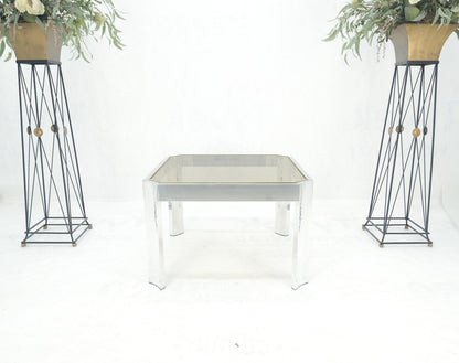 Polished Aluminum Profile Brass Basel Smoked Glass Top Square Coffee Table MINT!