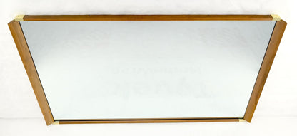 John Stuart Paul Frankl Large Light Walnut & Brass Rectangle Frame Wall Mirror