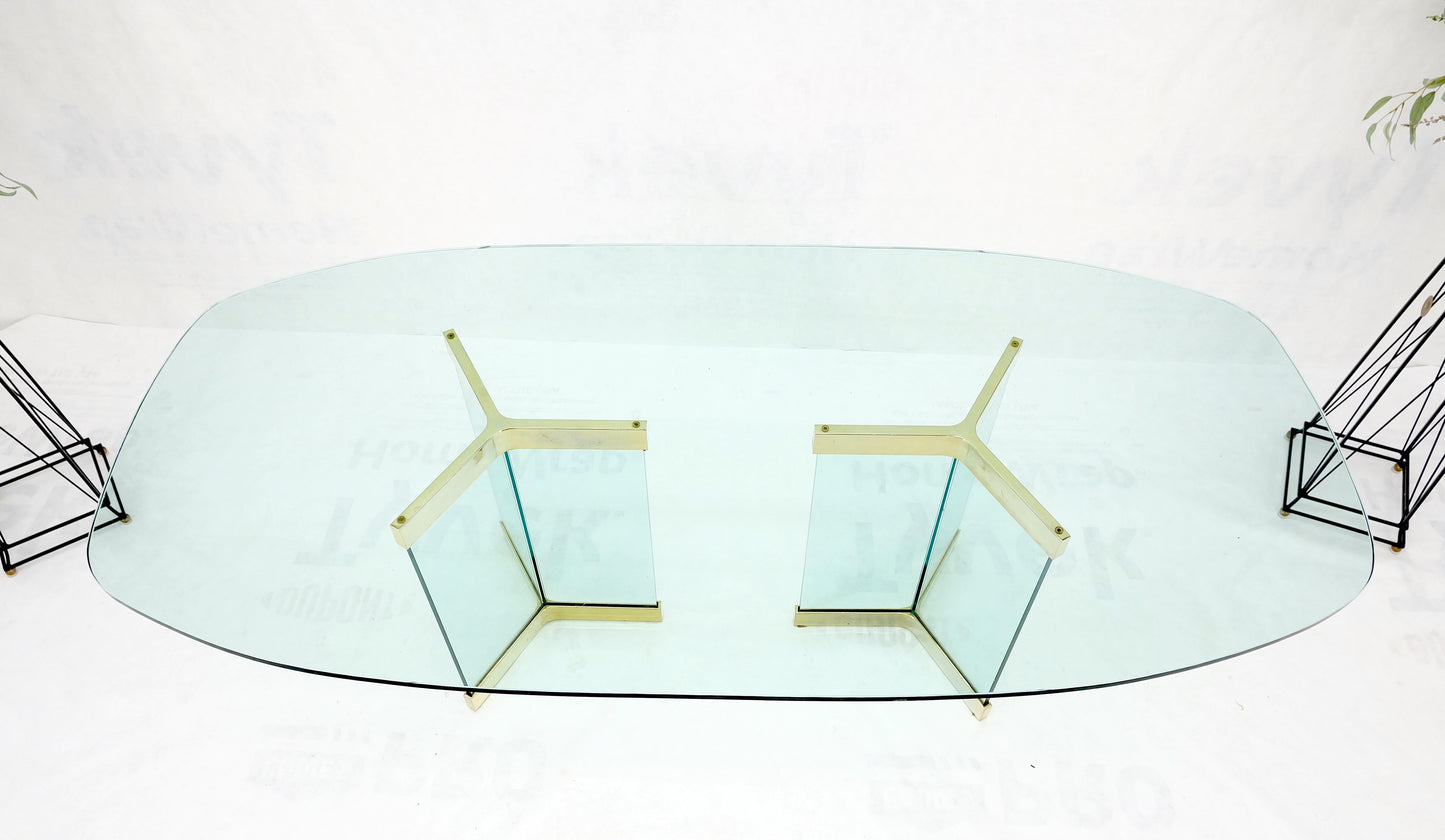 Pace Large 3/4" Glass Top Boat Shape Double Pedestal Dining Conference Table