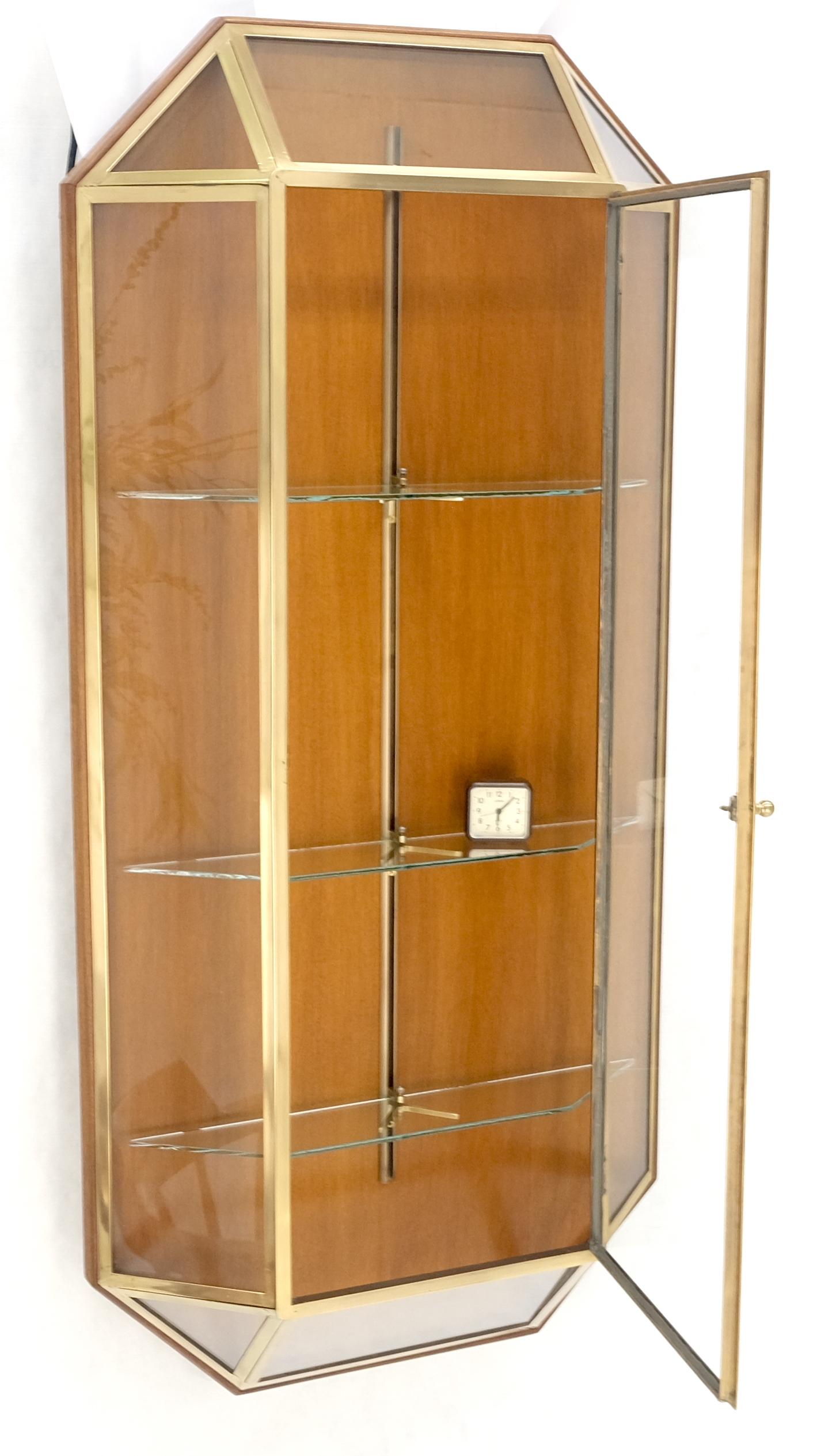 Brass Glass Hanging Single Door Wall "Picture" Hanging Showcase Display Shelves