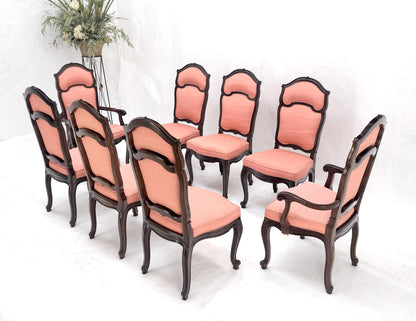 Set of 8 Mid Century Tall Arch Back Clean Cream Upholstery Dining Chairs Quality