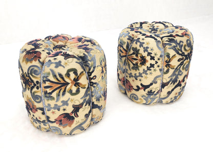 Pair of Floral Upholstery Custom Studio Made Ottomans Poufs Benches Stool MINT!