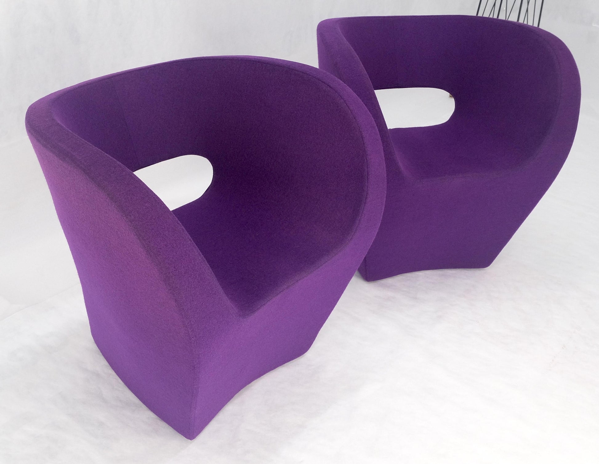 Pair of Albert Armchair Chairs by Ron Arad Moroso Purple  Wool Upholstery MINT!