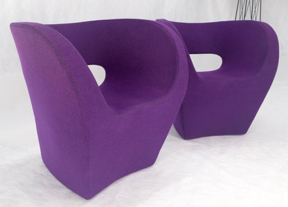 Pair of Albert Armchair Chairs by Ron Arad Moroso Purple  Wool Upholstery MINT!