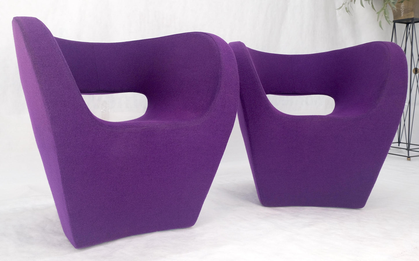 Pair of Albert Armchair Chairs by Ron Arad Moroso Purple  Wool Upholstery MINT!