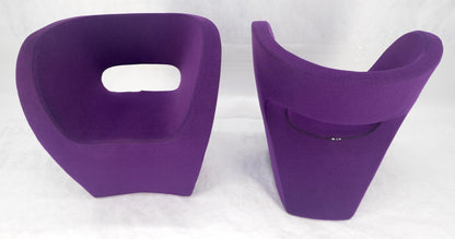 Pair of Albert Armchair Chairs by Ron Arad Moroso Purple  Wool Upholstery MINT!