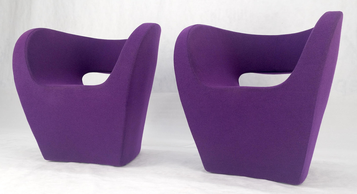 Pair of Albert Armchair Chairs by Ron Arad Moroso Purple  Wool Upholstery MINT!