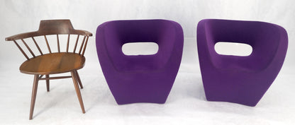 Pair of Albert Armchair Chairs by Ron Arad Moroso Purple  Wool Upholstery MINT!