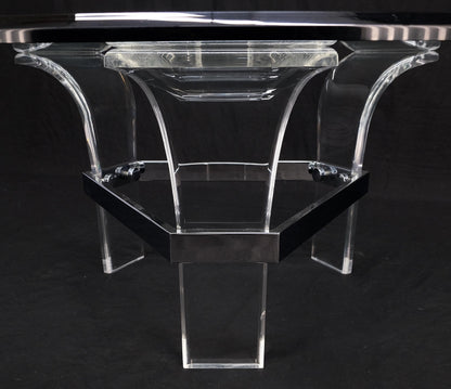 Mid Century Modern Lucite Base 40" Glass Top Round Coffee Table MINT!