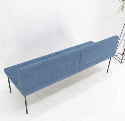 Geiger Tuxido Lounge Sofa Couch Bench Seating Blue Upholstery Black Frame Mint