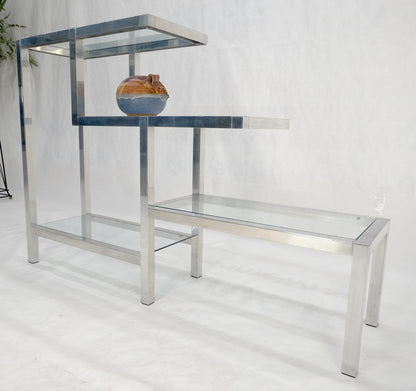 Aluminum & Glass Shelves Step Table Style Etagere Wall Unit