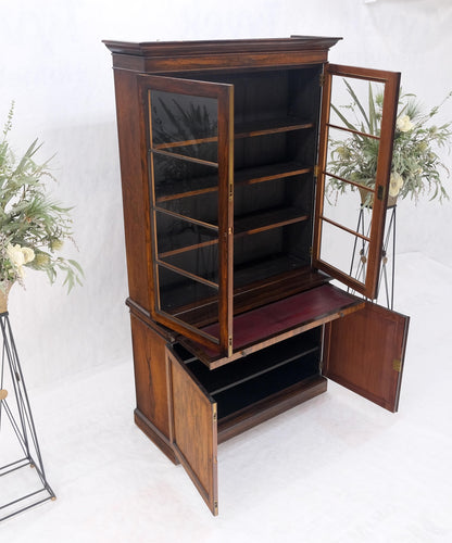 All Rosewood Double Glass Doors Adjustable Shelves Pull Out Desk Secretary MINT!