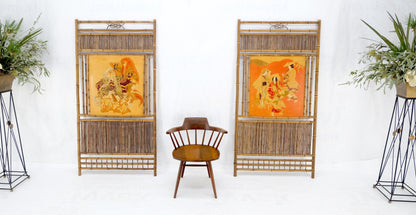 Pair of Japanese Modern Bamboo Room Dividers Screens Decorative Panels Wall Art