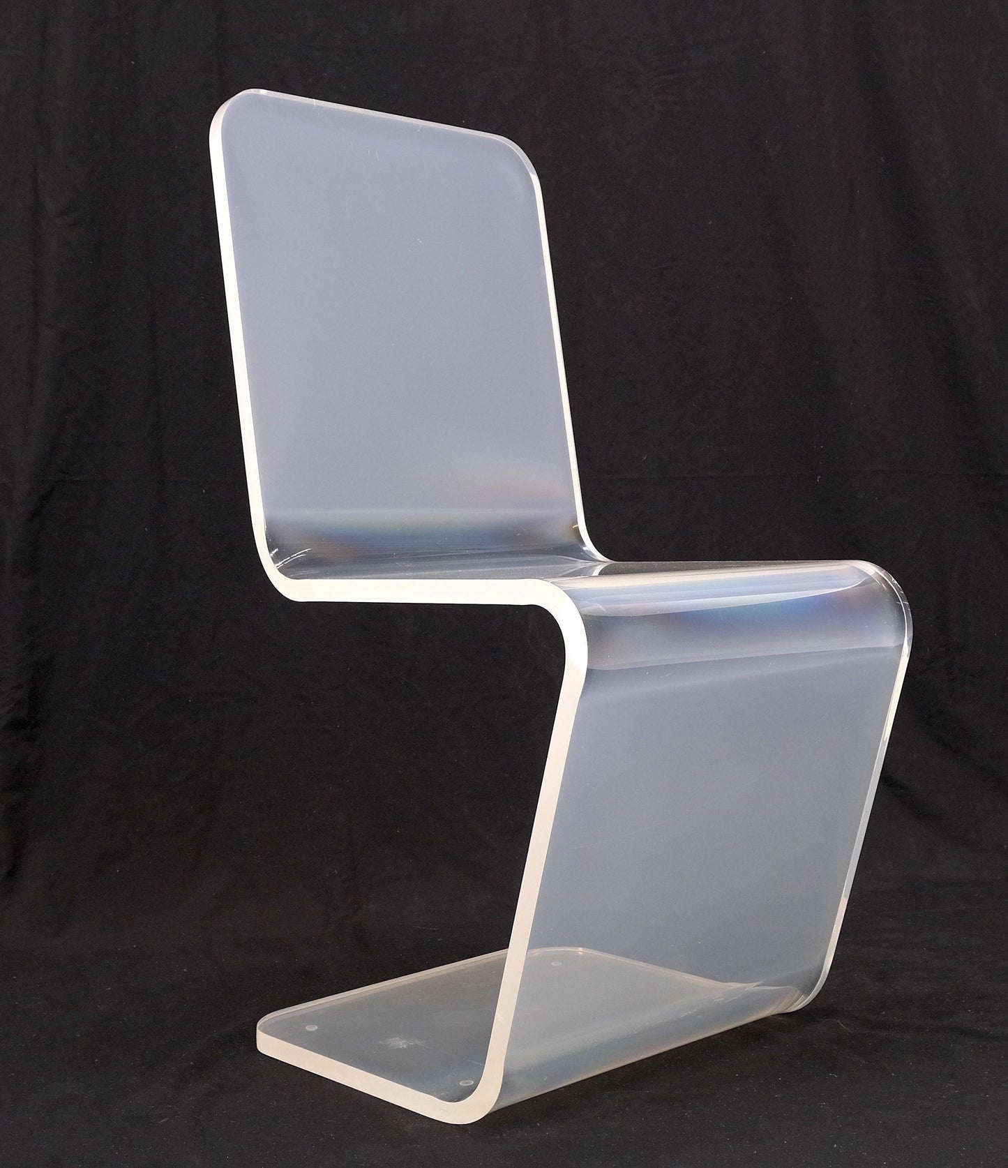 Bent Thick Heavy Lucite Side Z Dining Side Chair Mid-Century Modern